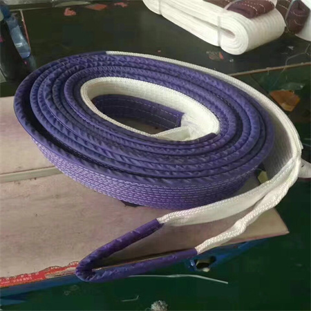 White flat protective ring eye lifting strap with white flat protective sleeve and two end buckle lifting strap